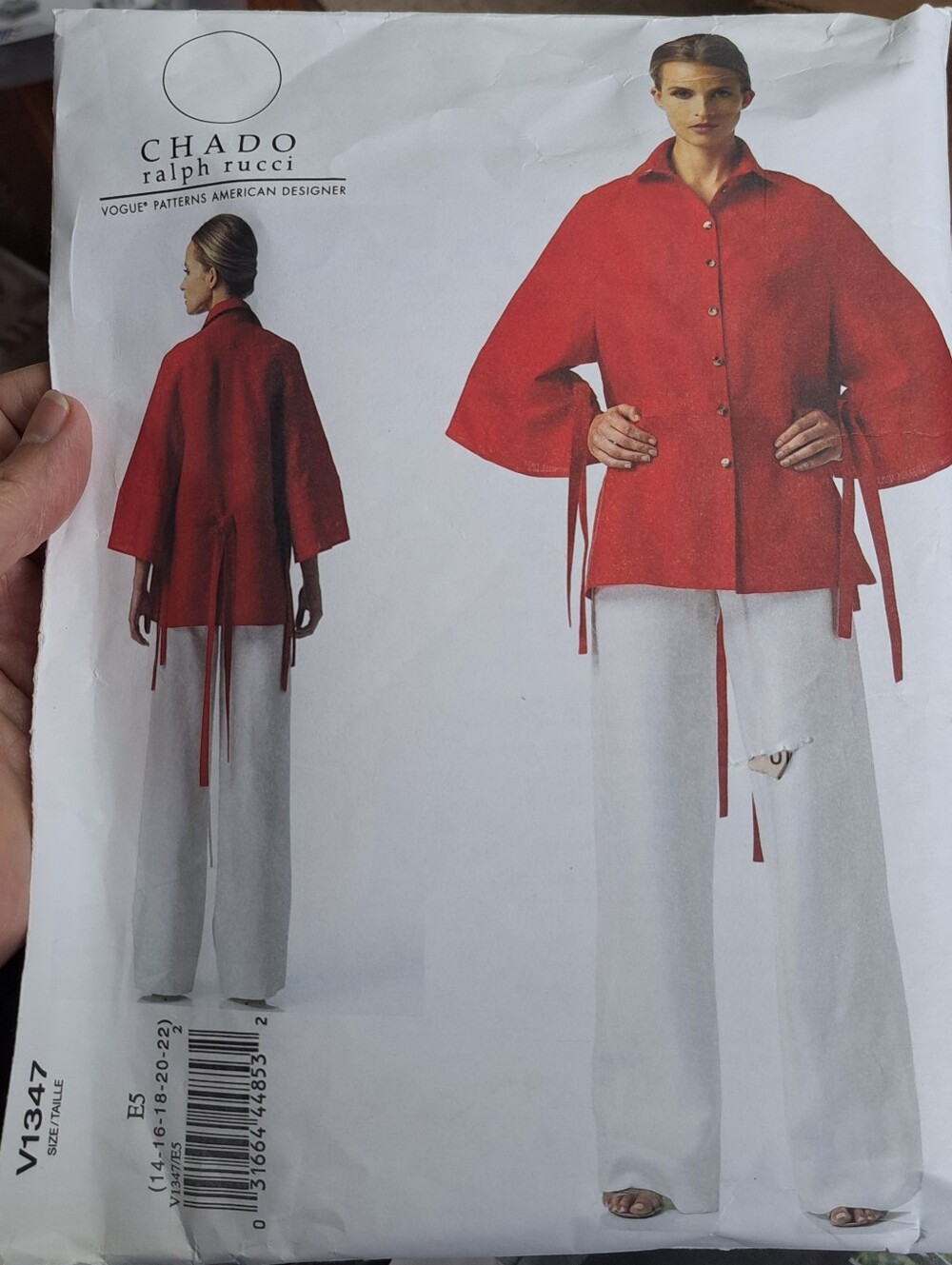 VOGUE AMERICAN DESIGNER CHADO-RALPH RUCCI #1347 Sew Pattern 14-22 Cut